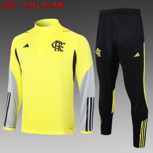 2024/2025 Flamengo Half-Pull Training Suit Yellow Football Shirt 1:1 Thai Quality