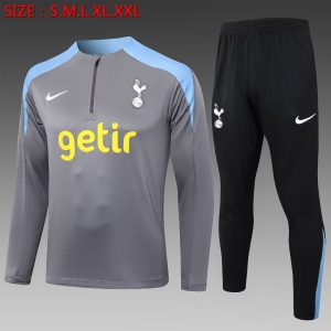 2024/2025 Tottenham Half-Pull Training Suit Grey Football Shirt 1:1 Thai Quality