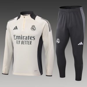 2024/2025 Real Madrid Half-Pull Training Suit Light Yellow Football Shirt 1:1 Thai Quality