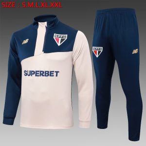 2024/2025 São Paulo Half-Pull Training Suit Mud Yellow-Blue Football Shirt 1:1 Thai Quality