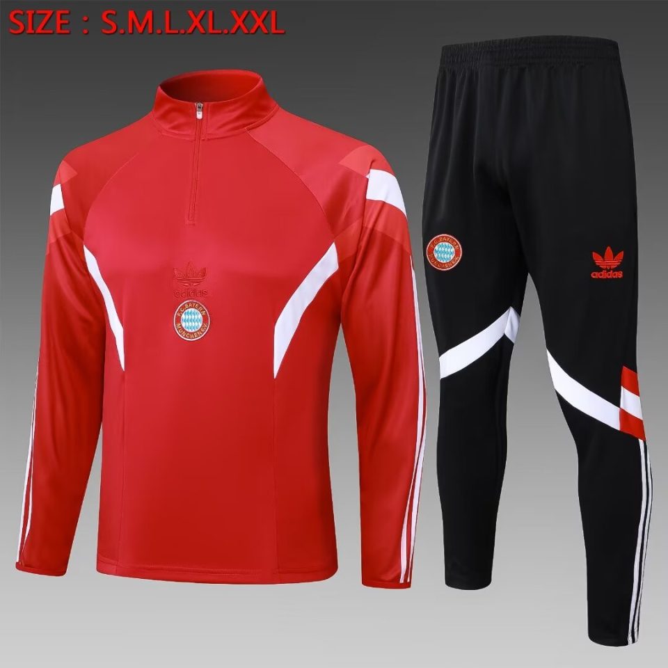 2024/2025 Bayern Munich Half-Pull Training Suit Red Football Shirt 1:1 Thai Quality
