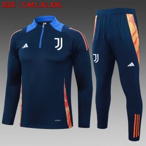 2024/2025 Juventus Half-Pull Training Suit Royal Blue Football Shirt 1:1 Thai Quality