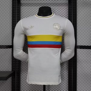 2024 Long Sleeve Player Version Colombia 100th White Football Shirt 1:1 Thai Quality