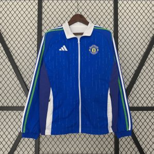 2024/2025 Manchester United Reversible Windbreaker Blue-White Soccer Jersey 1:1 Thai Quality
