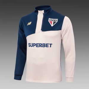 2024/2025 São Paulo Half-Pull Training Suit Mud Yellow-Blue Football Shirt 1:1 Thai Quality