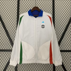 2024/2025 Manchester United Reversible Windbreaker Blue-White Soccer Jersey 1:1 Thai Quality