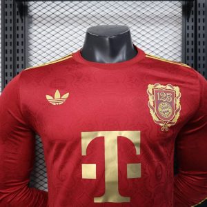 2025/2026 Long Sleeve Player Version Bayern Munich 125th Anniversary Red Football Jersey 1:1 Thai Quality