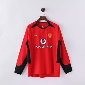 2002-2003 Retro Long Sleeve Manchester United Home Football Shirt 1:1 Thai Quality