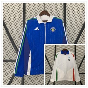 2024/2025 Manchester United Reversible Windbreaker Blue-White Soccer Jersey 1:1 Thai Quality