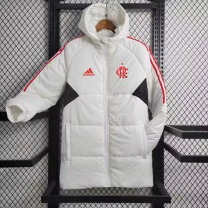 2024/2025 Flamengo White-Red Edge Soccer Long Cotton jacket 1:1 Thai Quality