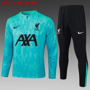 2024/2025 Liverpool Half-Pull Training Suit Lake Blue Jersey 1:1 Thai Quality Set