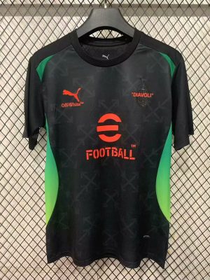2025/2026 AC Milan Pre-Match Training Black Football Shirt 1:1 Thai Quality