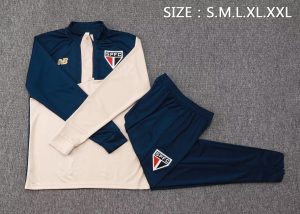 2024/2025 São Paulo Half-Pull Training Suit Mud Yellow-Blue Football Shirt 1:1 Thai Quality