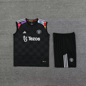 2024/2025 Manchester United pre-match training Black Jersey+Shorts 1:1 Thai Quality