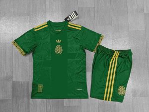 2025 Kids Size Mexico Special Edition Gold Cup Green Football Shirt 1:1 Thai Quality