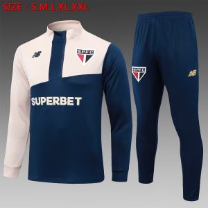 2024/2025 São Paulo Half-Pull Training Suit Blue Football Shirt 1:1 Thai Quality