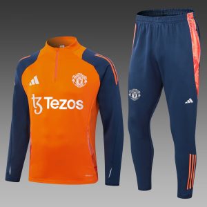 2024/2025 Manchester United Half-Pull Training Suit Orange Football Shirt 1:1 Thai Quality