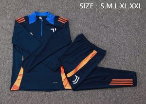 2024/2025 Juventus Half-Pull Training Suit Royal Blue Football Shirt 1:1 Thai Quality