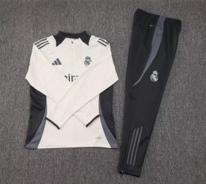 2024/2025 Real Madrid Half-Pull Training Suit Light Yellow Football Shirt 1:1 Thai Quality