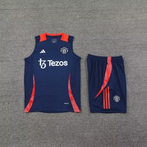 2024/2025 Manchester United pre-match training Blue Jersey+Shorts 1:1 Thai Quality