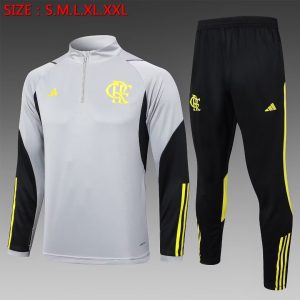 2024/2025 Flamengo Half-Pull Training Suit Grey Football Shirt 1:1 Thai Quality