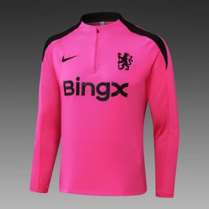 2024/2025 Chelsea Half-Pull Training Suit Pink Football Shirt 1:1 Thai Quality